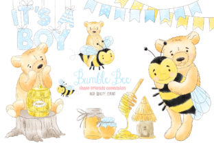 Bumble Bee Boy Honey Watercolor Clipart