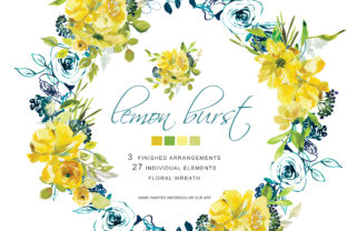 Hand Painted Watercolor Lemon Flowers