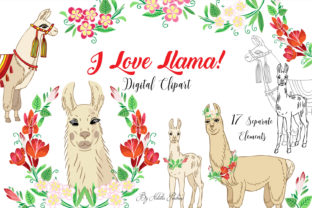 Llama Digital Clipart with Red Flowers: A Unique Blend of Botanical Charm and Playful Imagery
