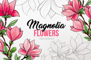 Magnolia Flowers Hand-drawn Art: A Versatile Design Resource for Creatives