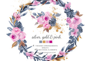 Watercolor Soft Pink Roses and Silver Go: Creative Design Resources for Every Project